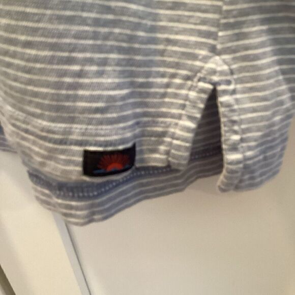 Faherty Mens Isle Striped Polo Sz 2XL Sunwashed Indigo Organic Cotton - Picture 6 of 9